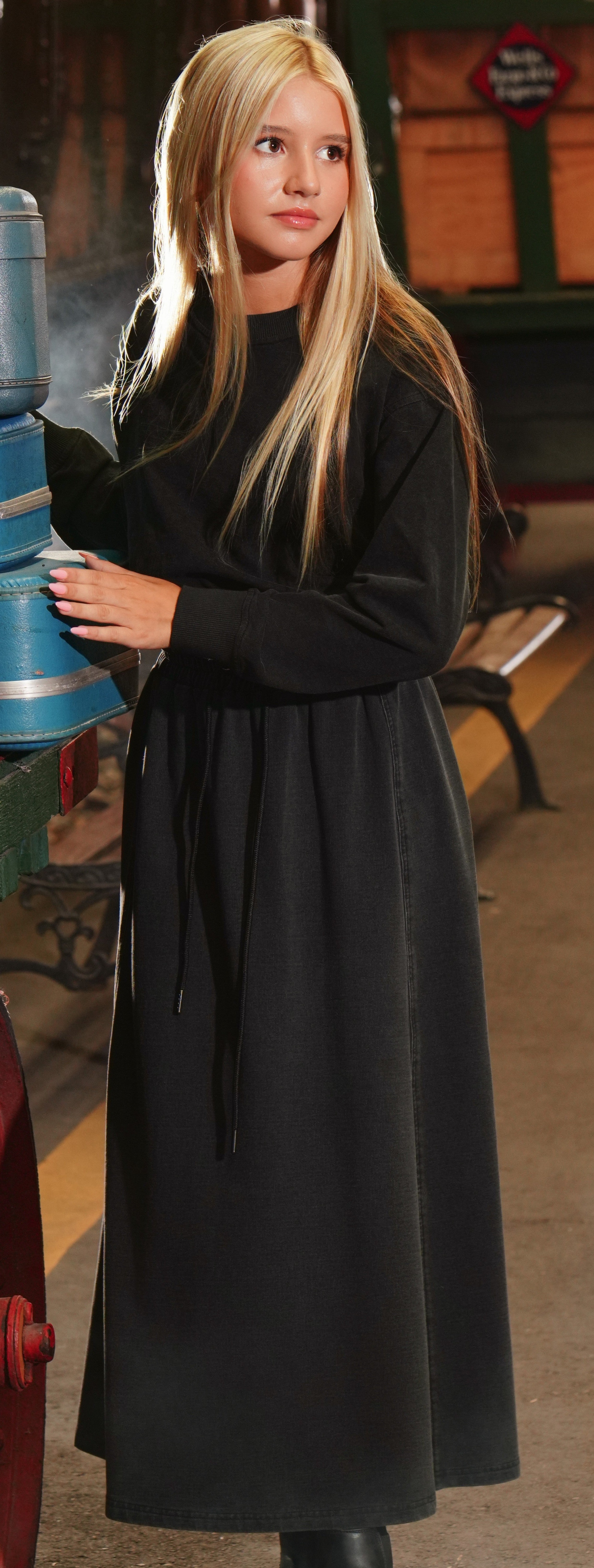 Luna Mae Fia distressed black skirt