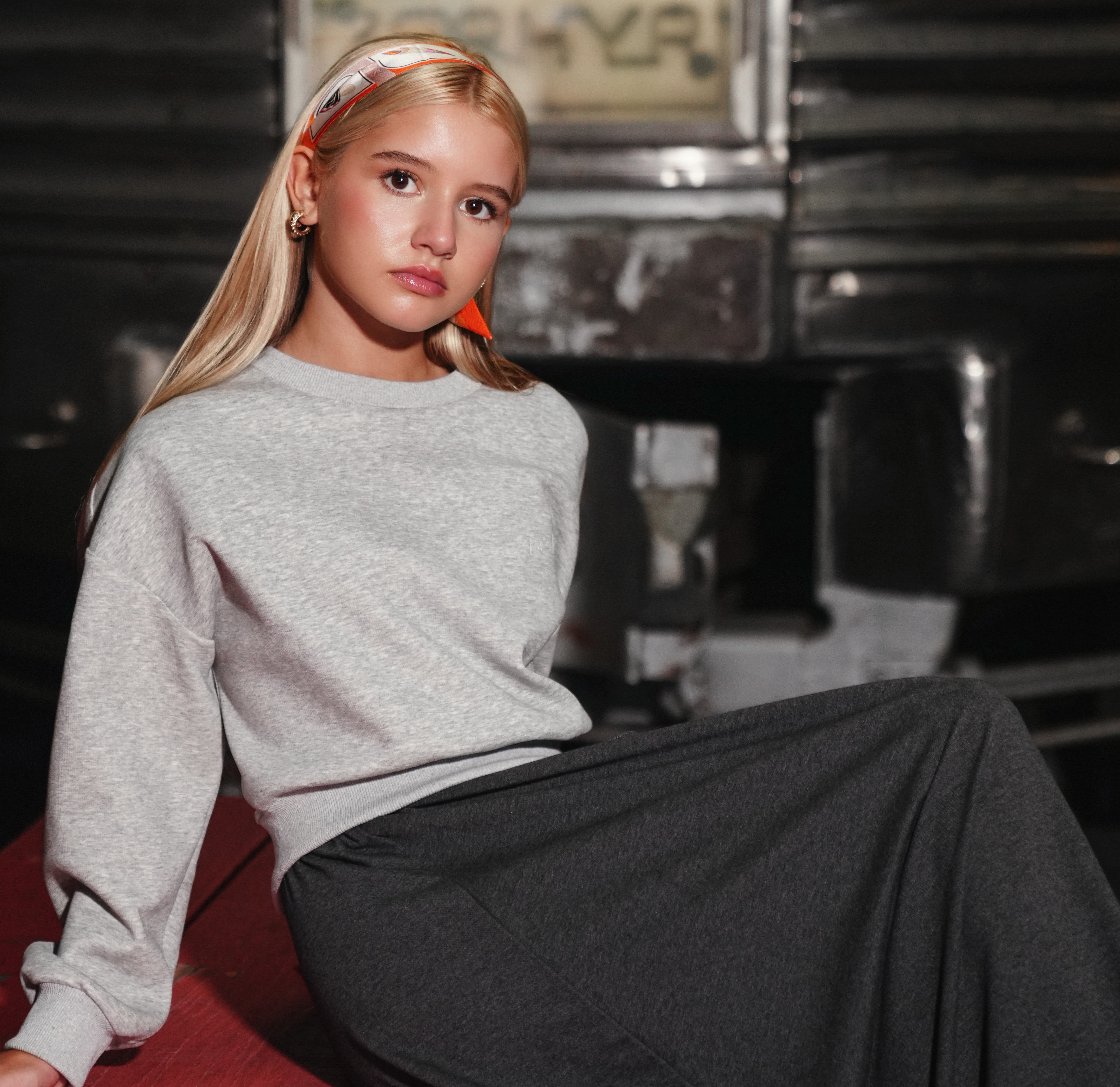 Cora ribbed dove sweatshirt by Luna Mae