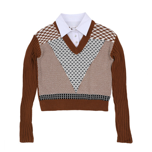 Luna Mae Nell camel collar sweater