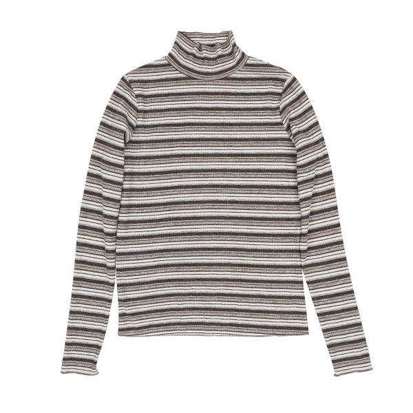 Luna Mae Oona brown stripe mock neck