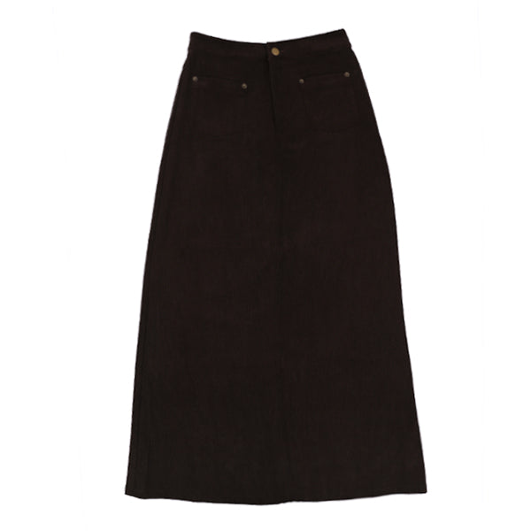 Luna Mae Kit Pocket Detail Brown Corduory Skirt