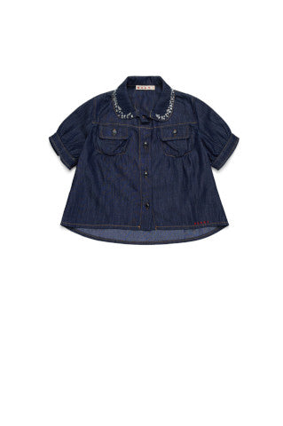 Jeweled collar denim shirt by Marni