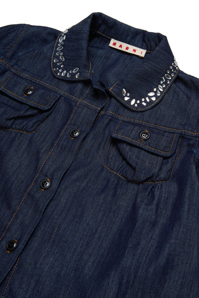 Jeweled collar denim shirt by Marni