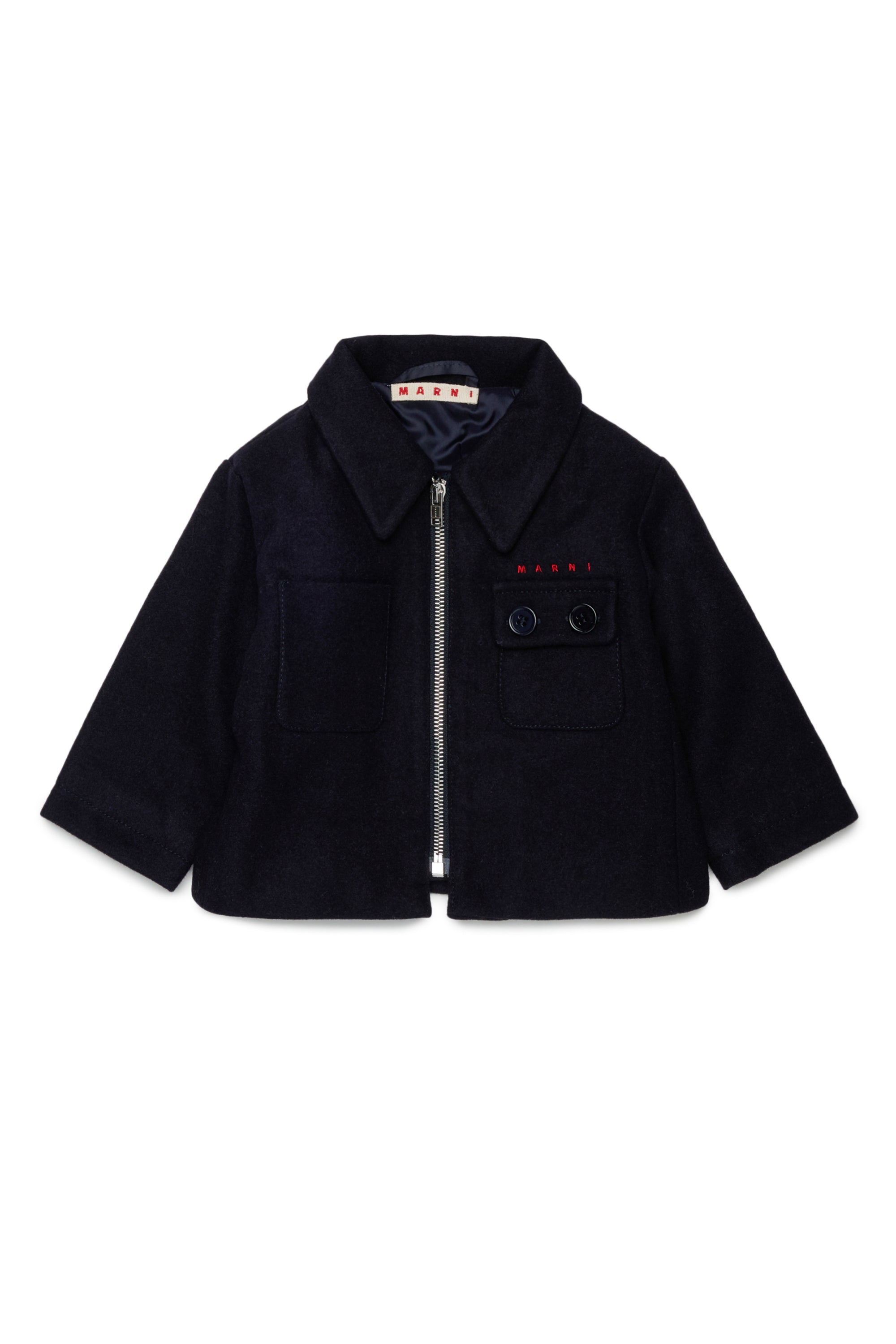 Marni Button Detail navy wool jacket
