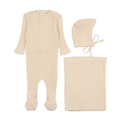 Mema Knits Cream Floral 3 PC Set