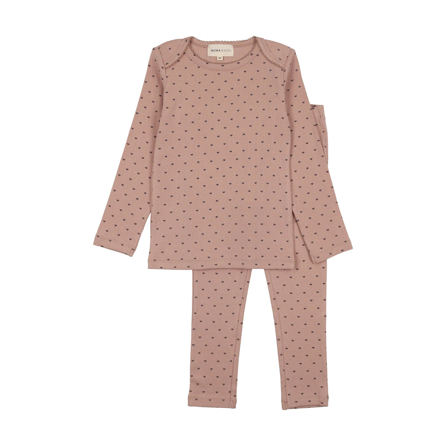 Mema Knits Heart Pointelle Blanket Pink Mema Knits Heart Pointelle Blanket Pink