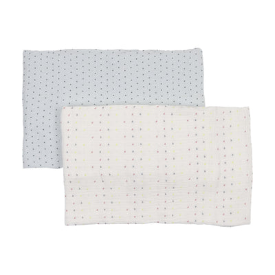 Bebe print blue swaddle set by Mema Knits