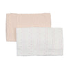 Bebe print pink swaddle set by Mema Knits