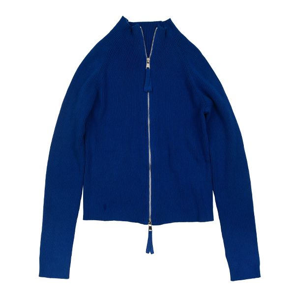 Zipper ribbed blue cardi by Luna Mae