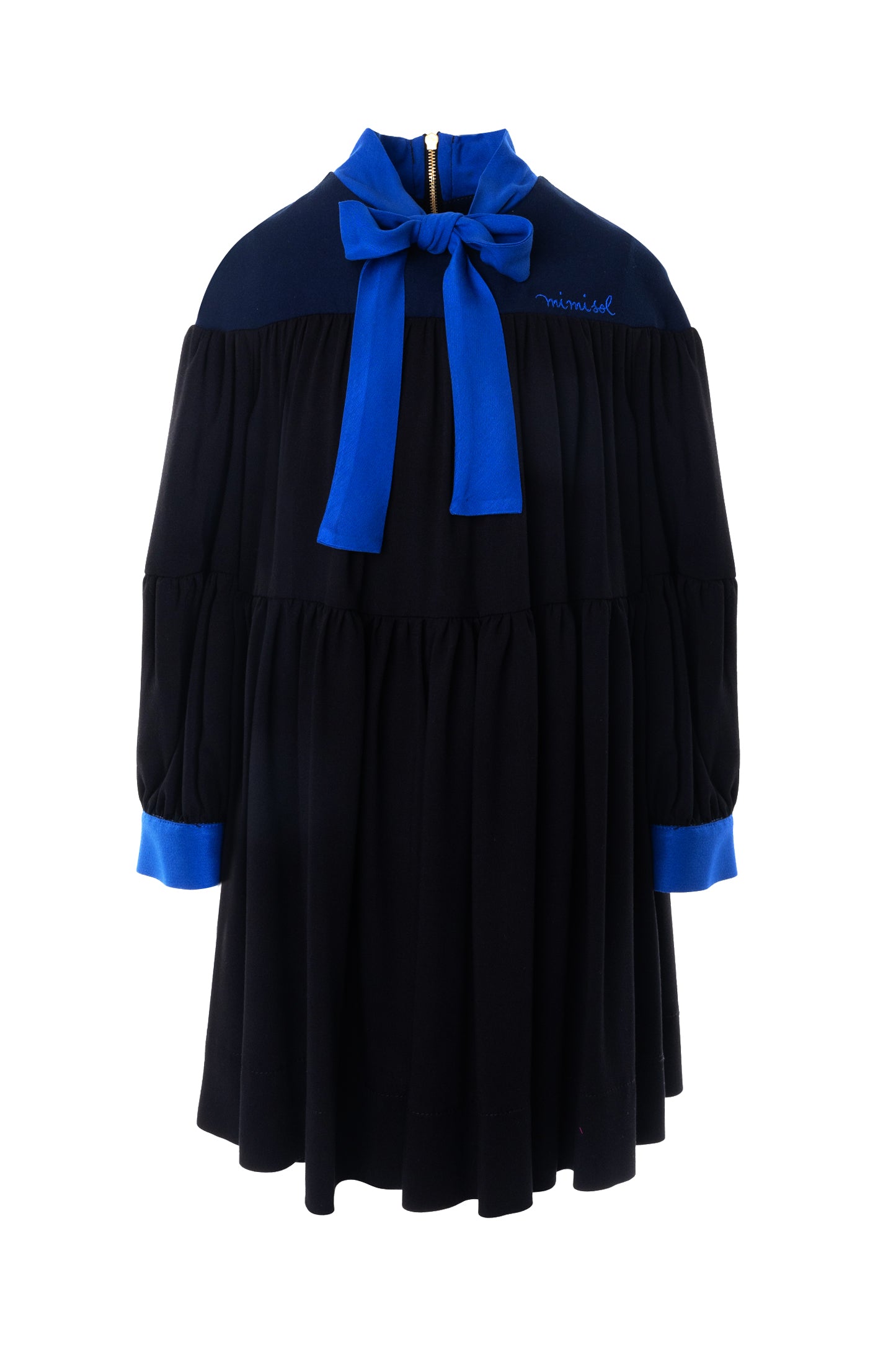 Mimisol Colorblock blue bow knit dress