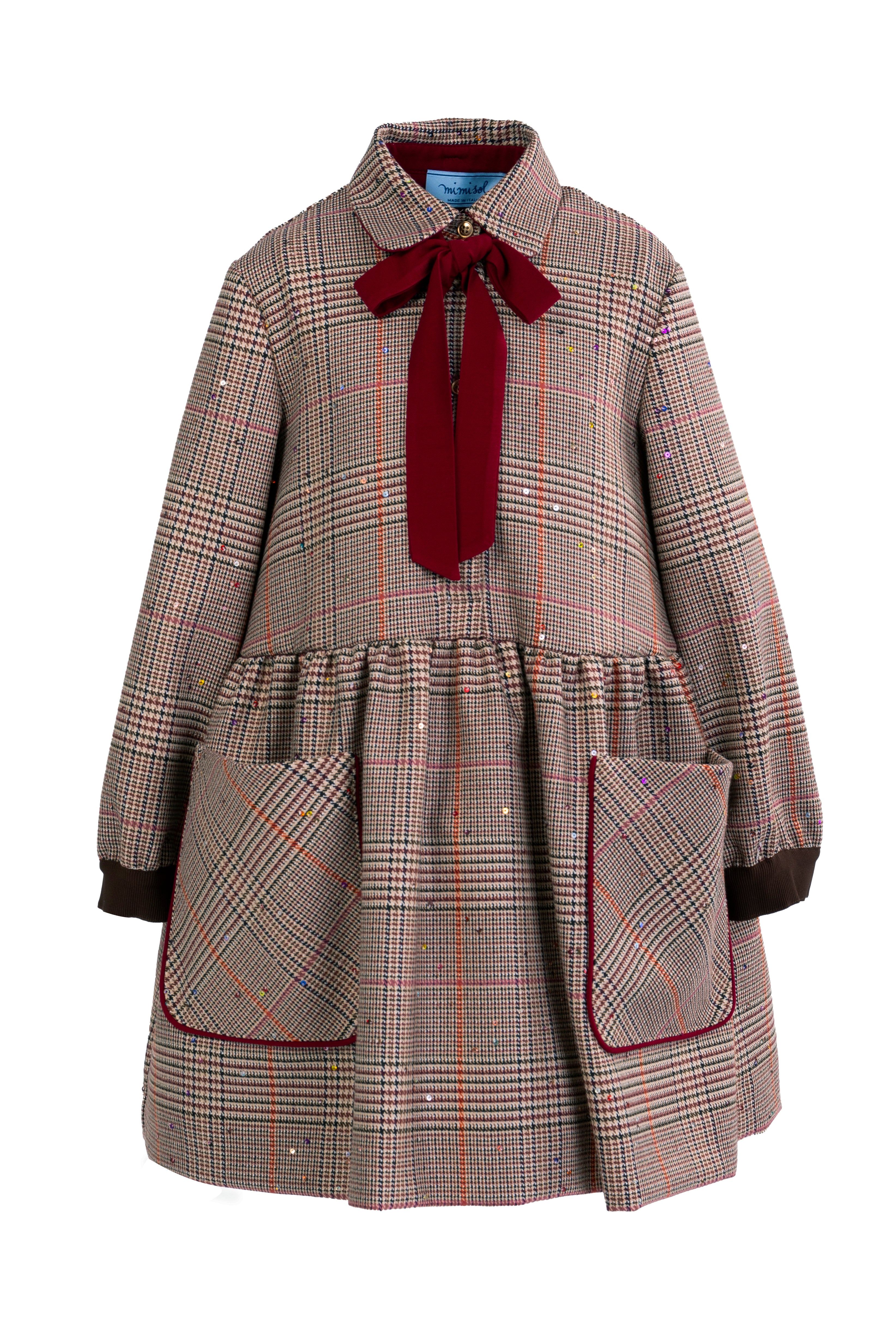 Mimisol Bow embellished plaid dress