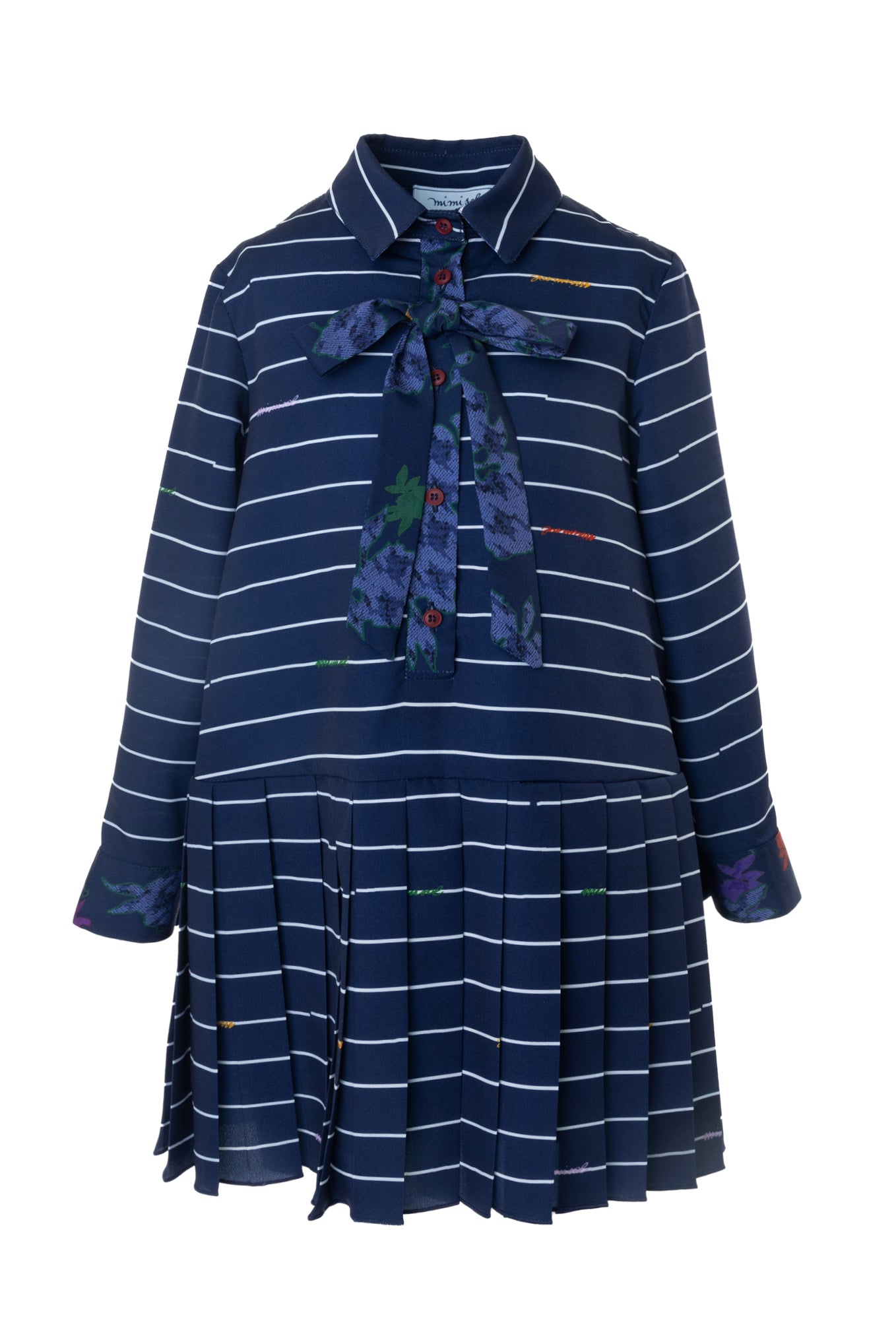 Mimisol Pinstripe pleated blue dress