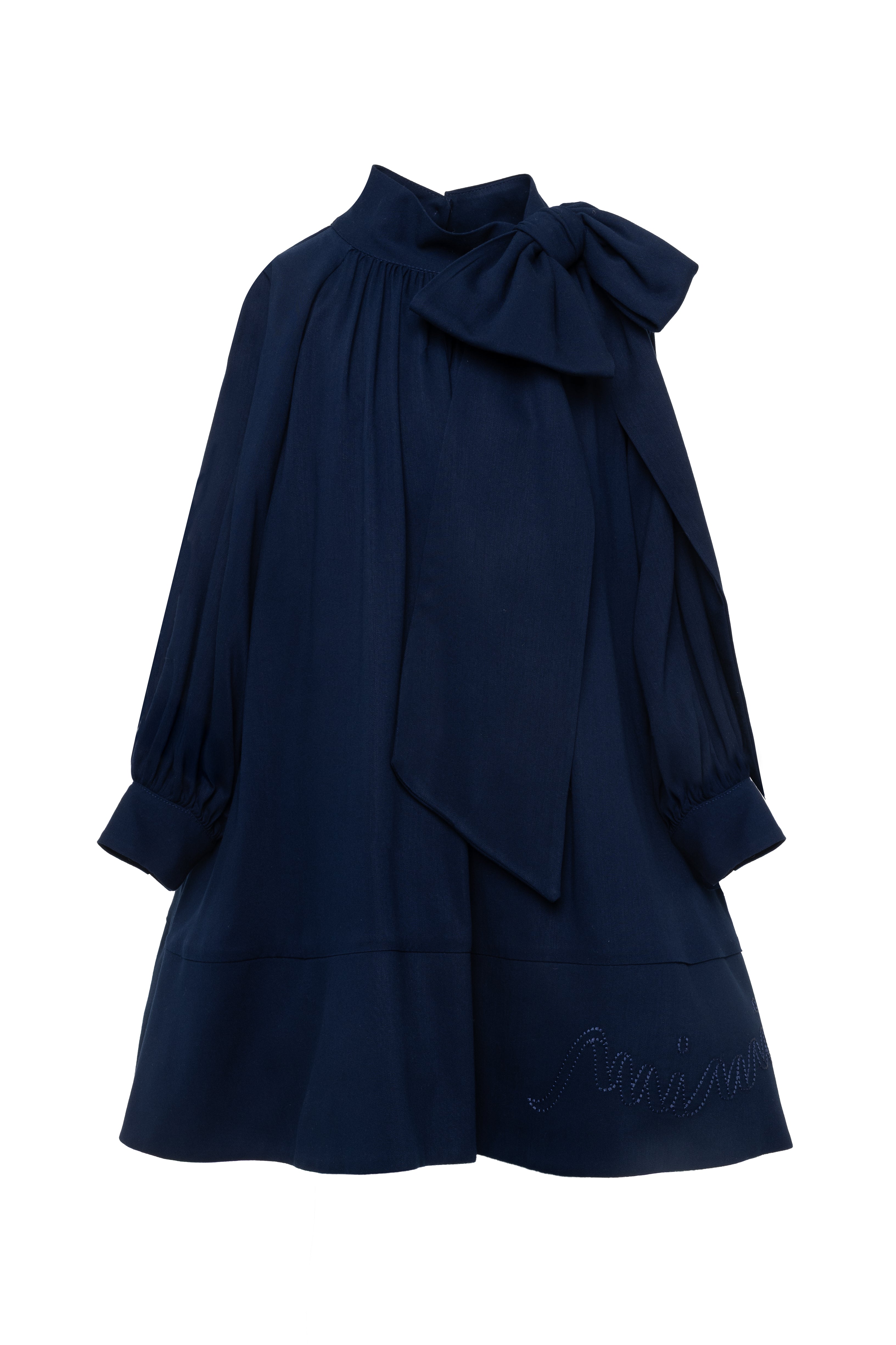 Mimisol Bow neck blue dress - Flying Colors