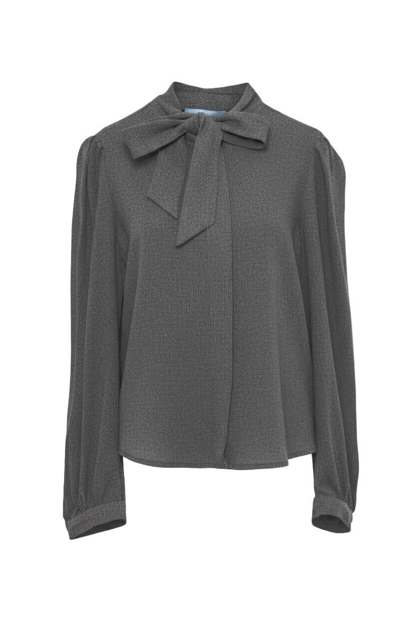 Mimisol Bow collar grey shirt - Flying Colors