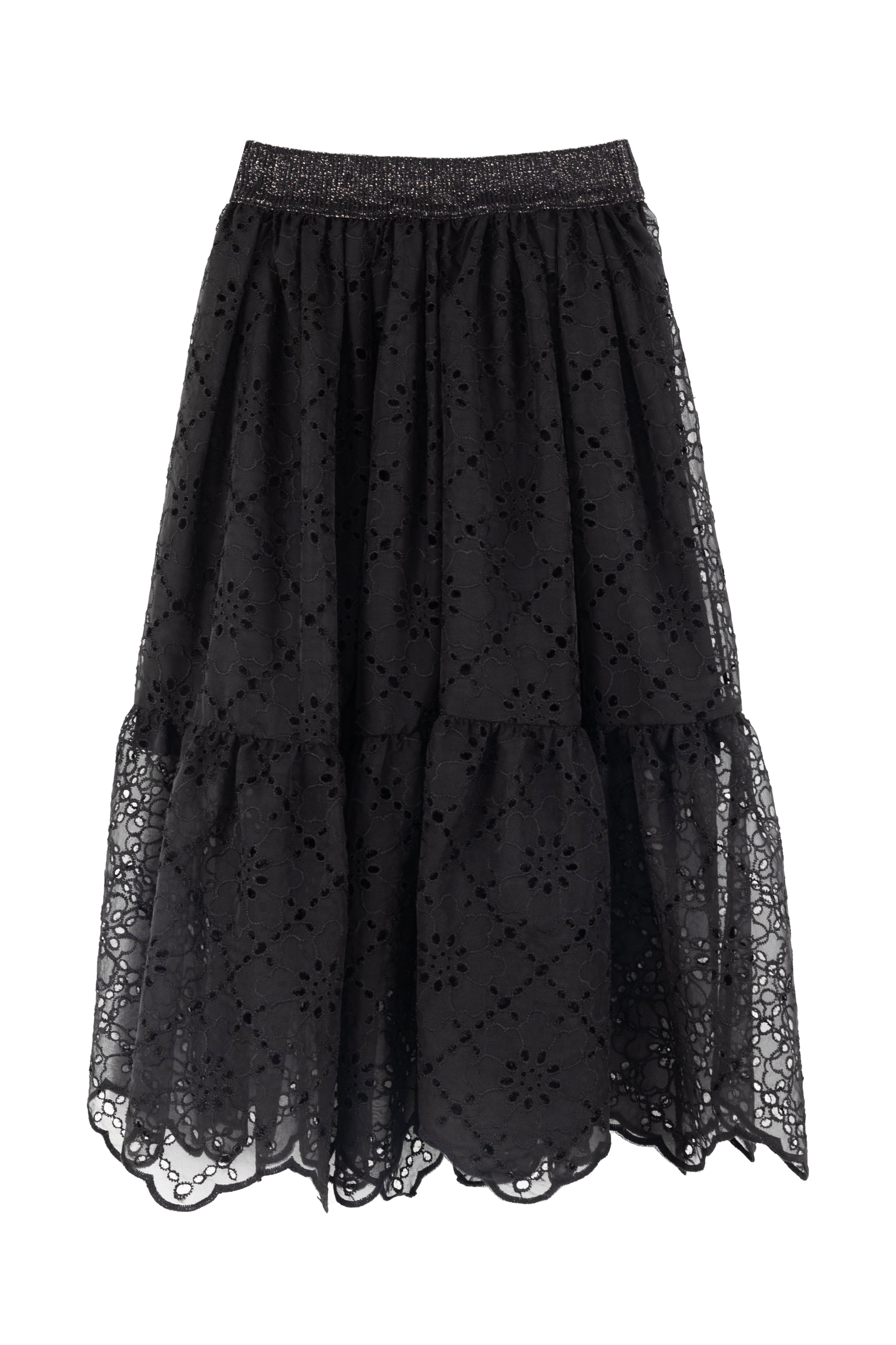 Mimisol Embroidered eyelet maxi skirt