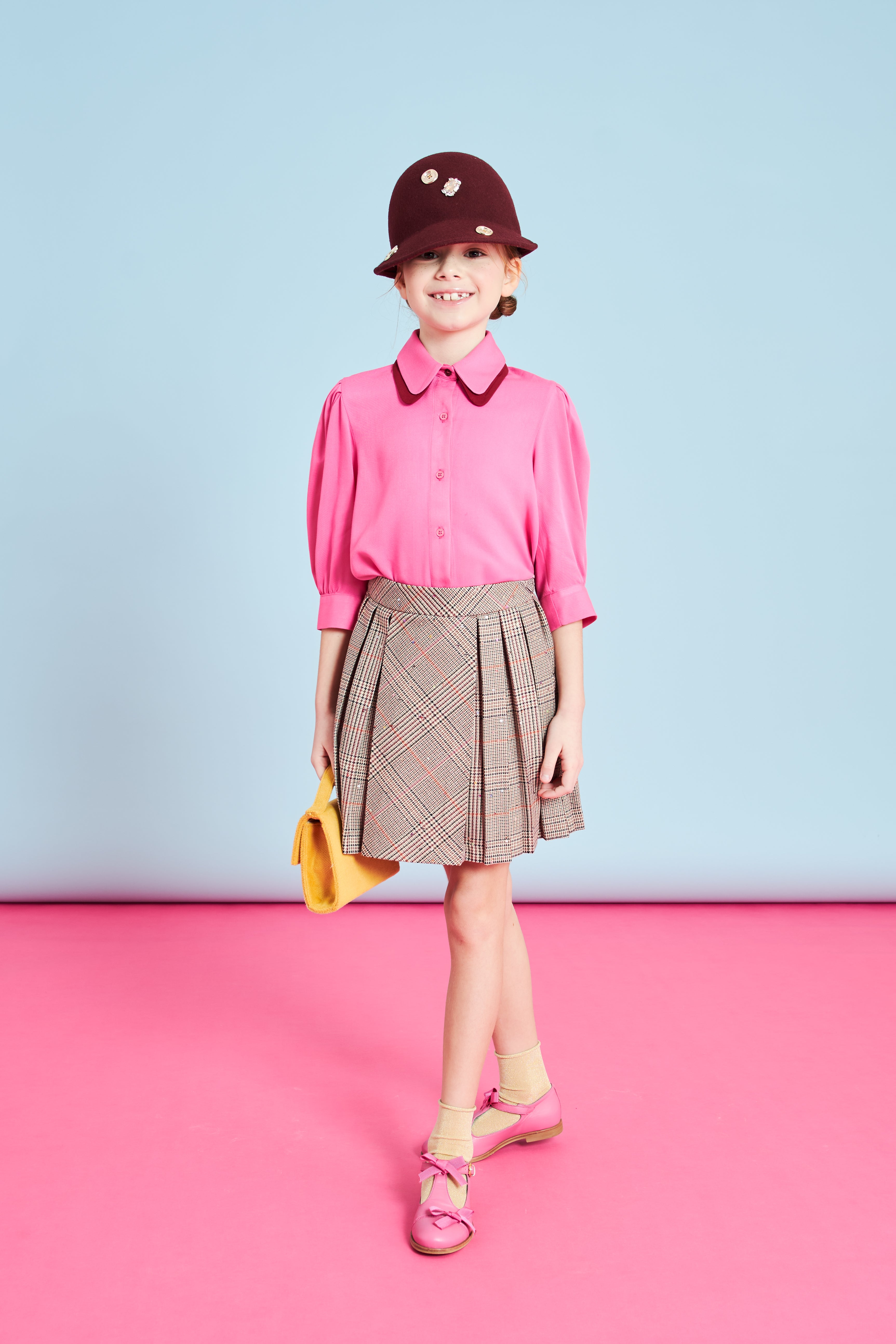 Mimisol Pleated prince brown skirt