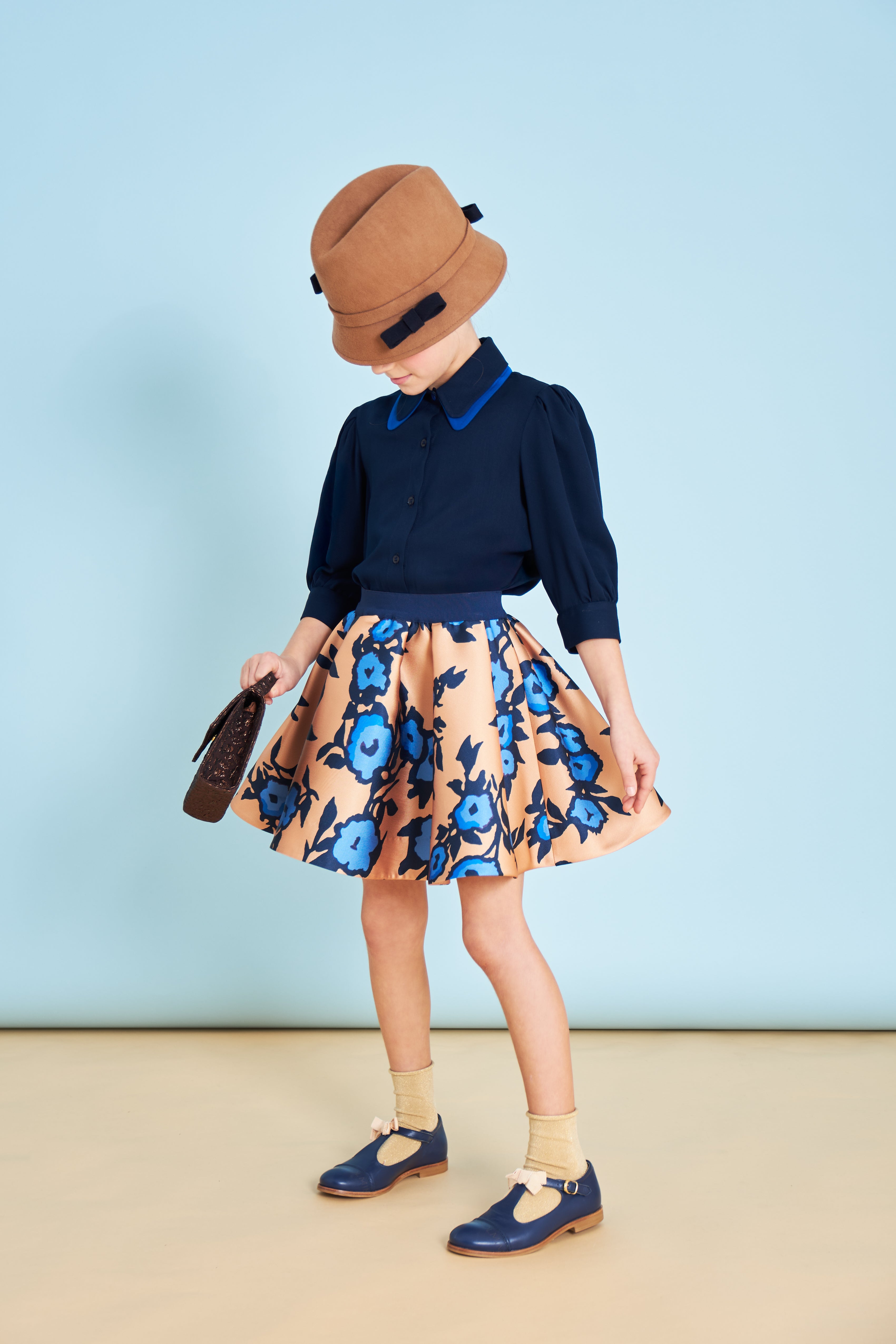 Mimisol Bicolor twill blue shirt