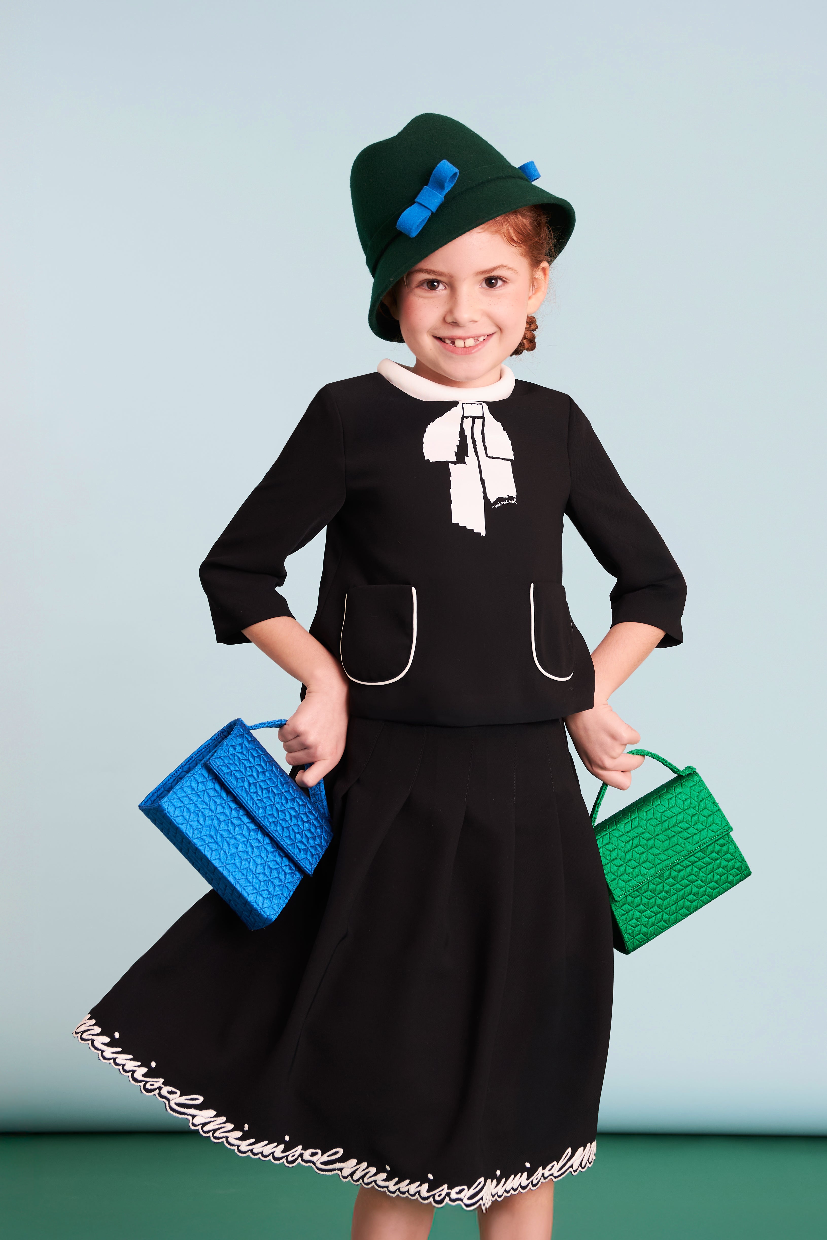 Mimisol Embroidered logo black skirt