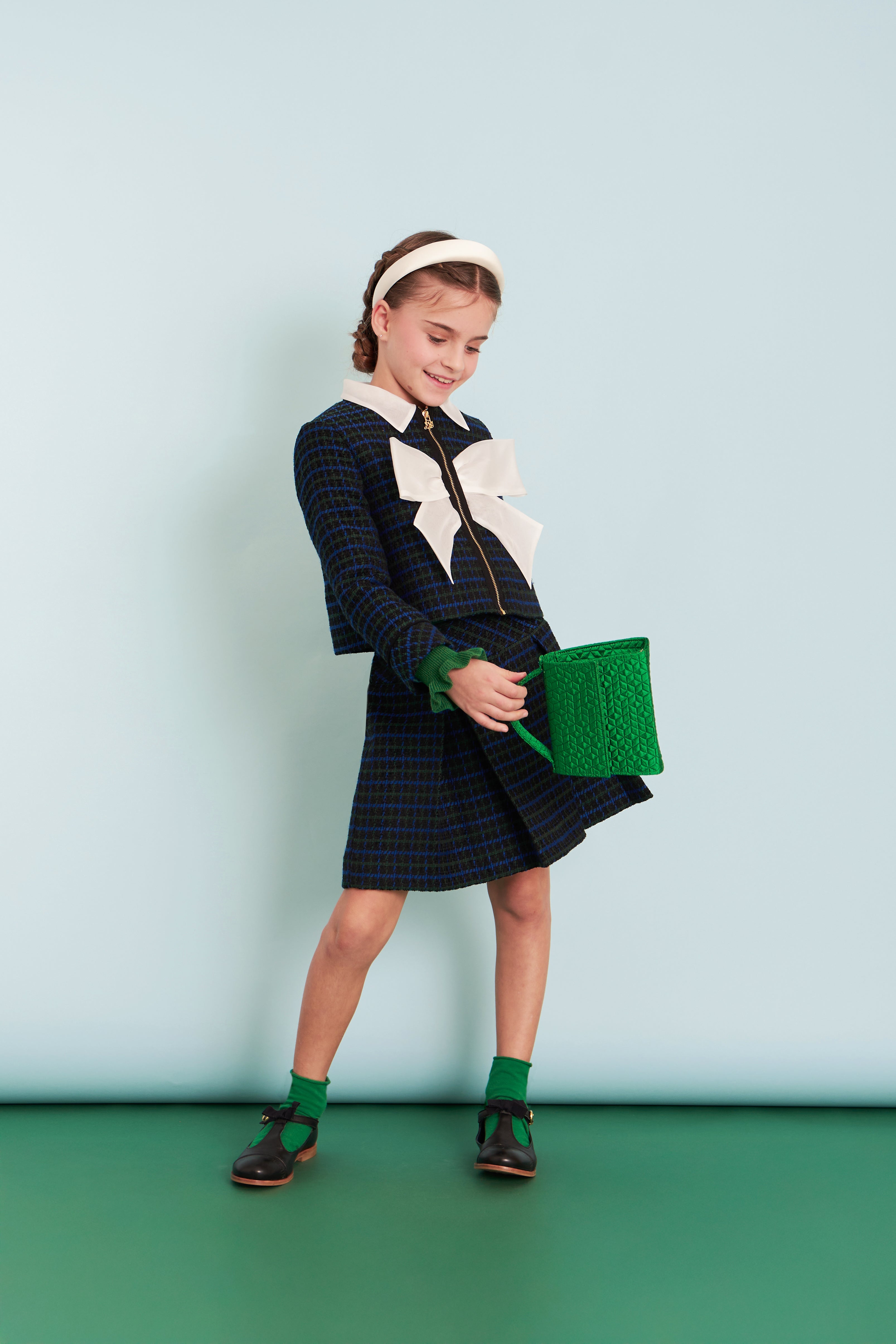 Mimisol Tweed check skirt