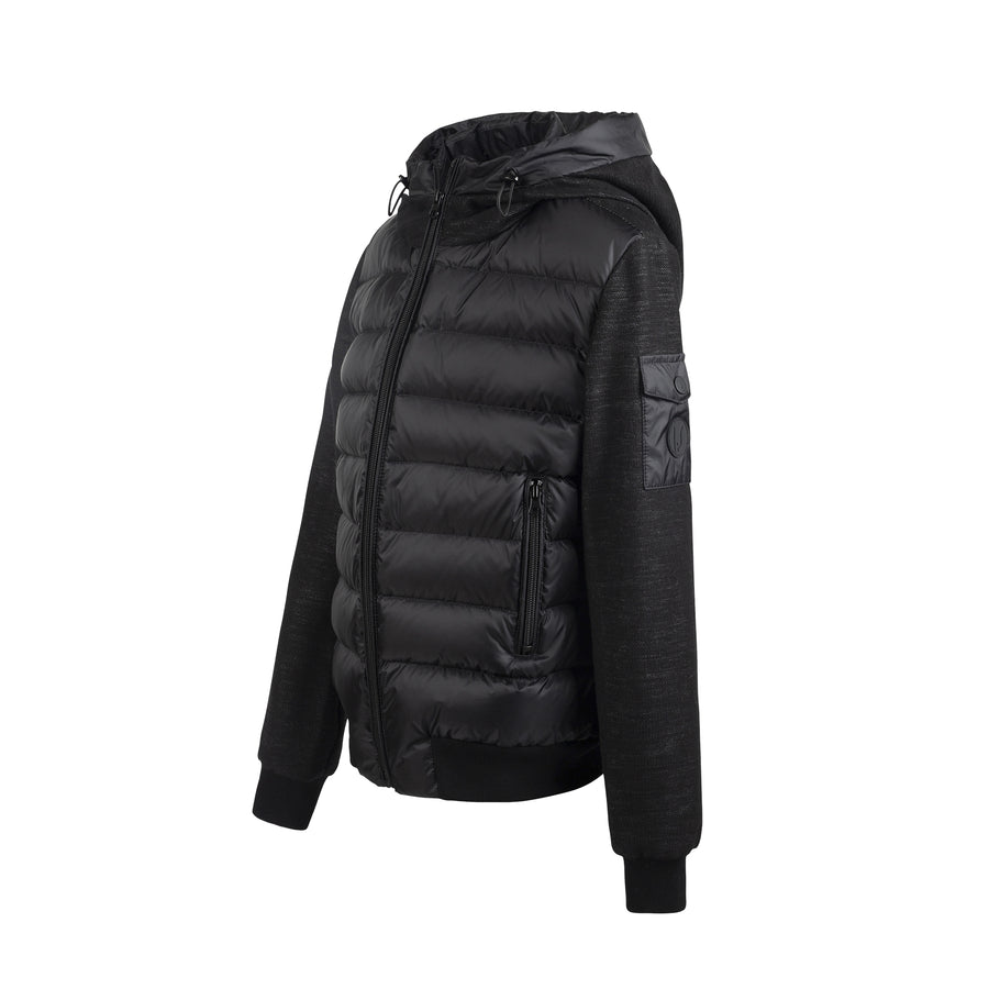 Black/black denim puffer jacket by Manteau Jr.