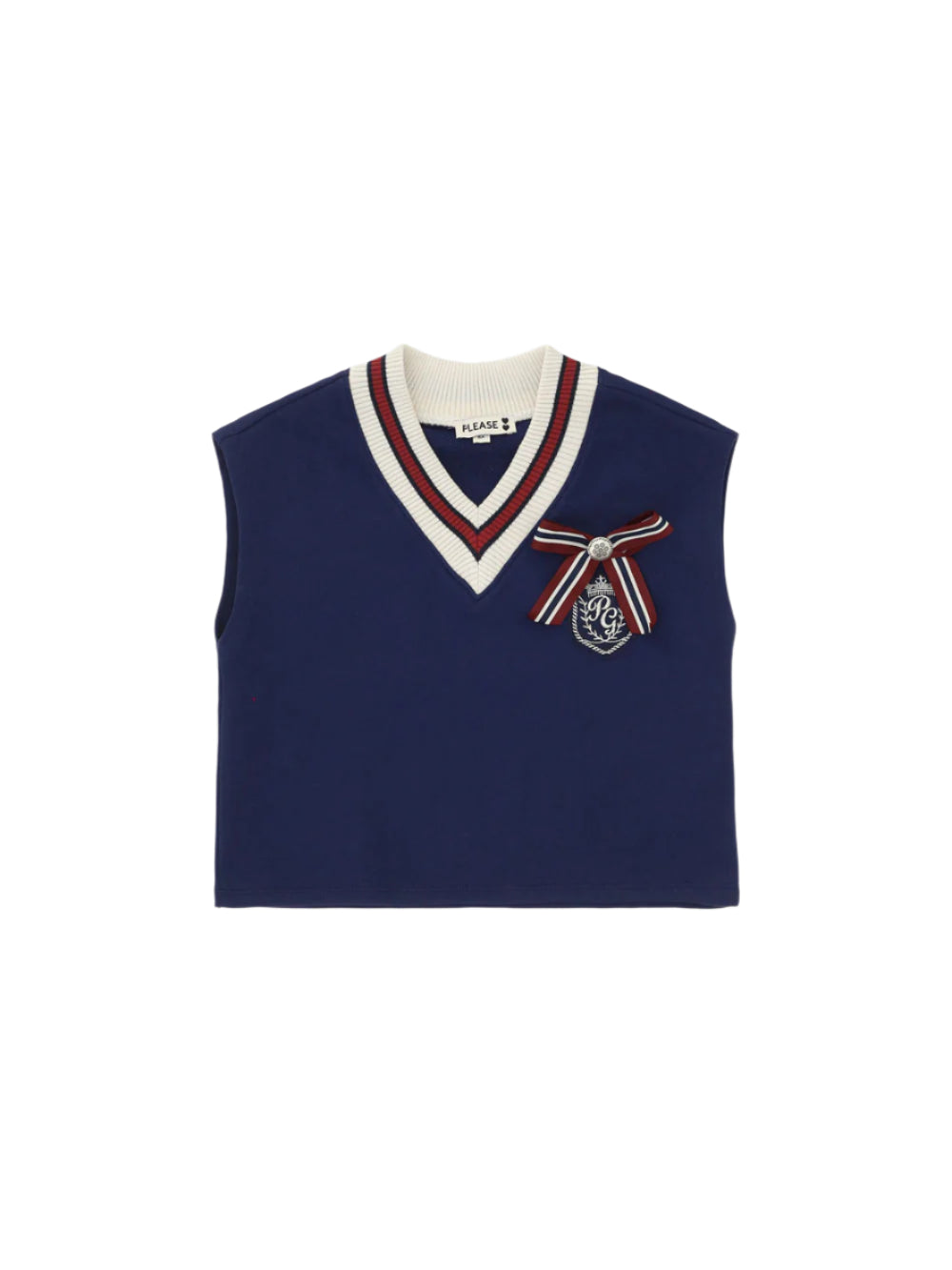Please Emblem bow blue vest