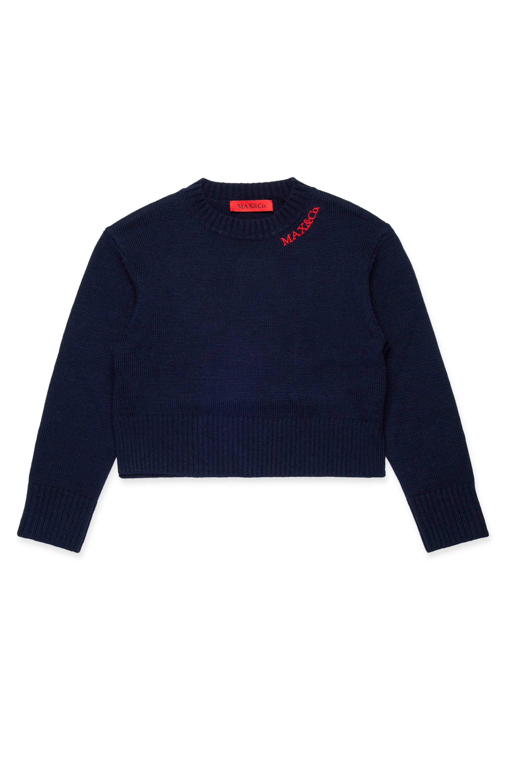 Max & Co Trim ribbed navy sweater