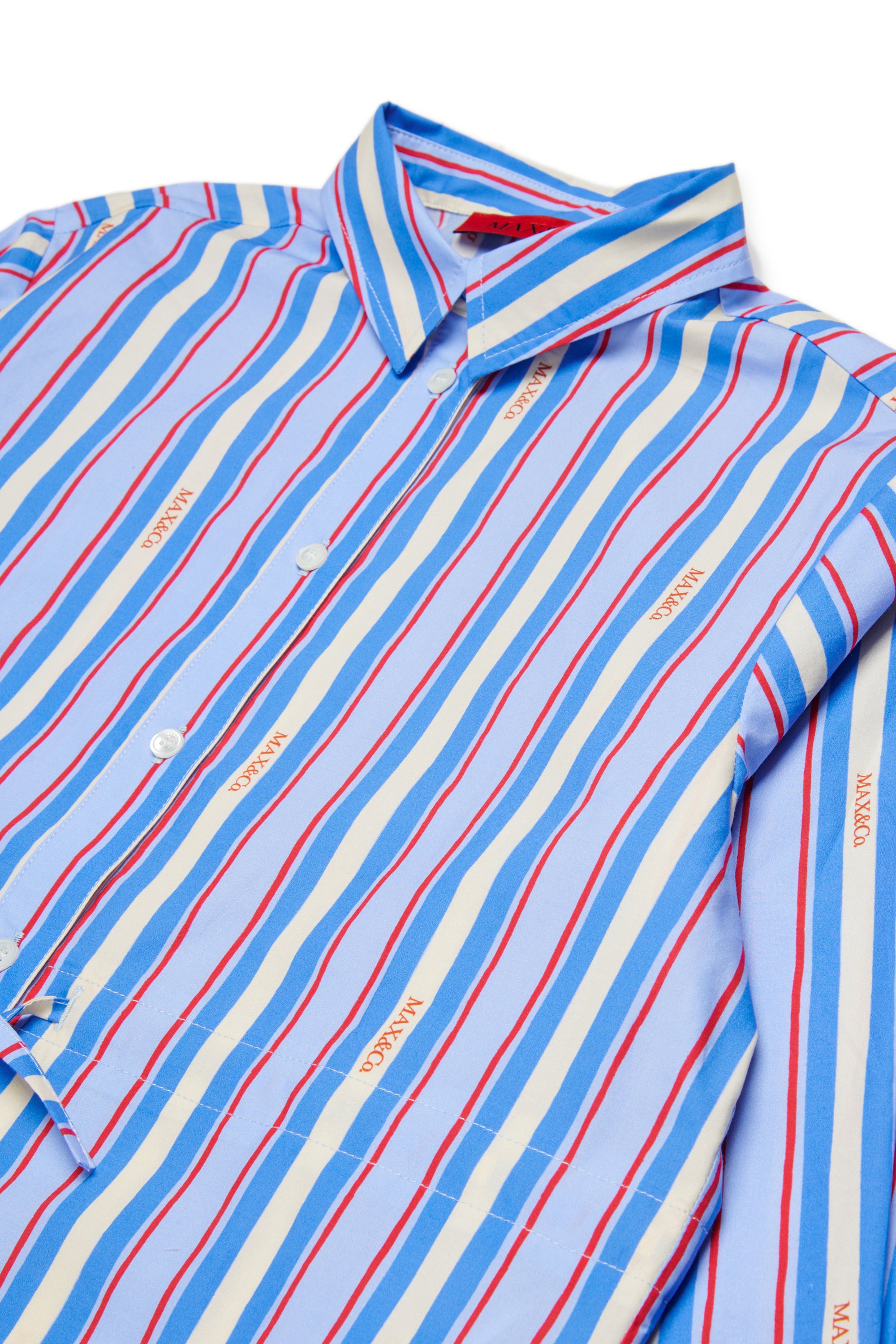Max & Co Blue Striped Shirt with Tie Waist Flying Colors Max & Co Blue Striped Shirt with Tie Waist Flying Colors