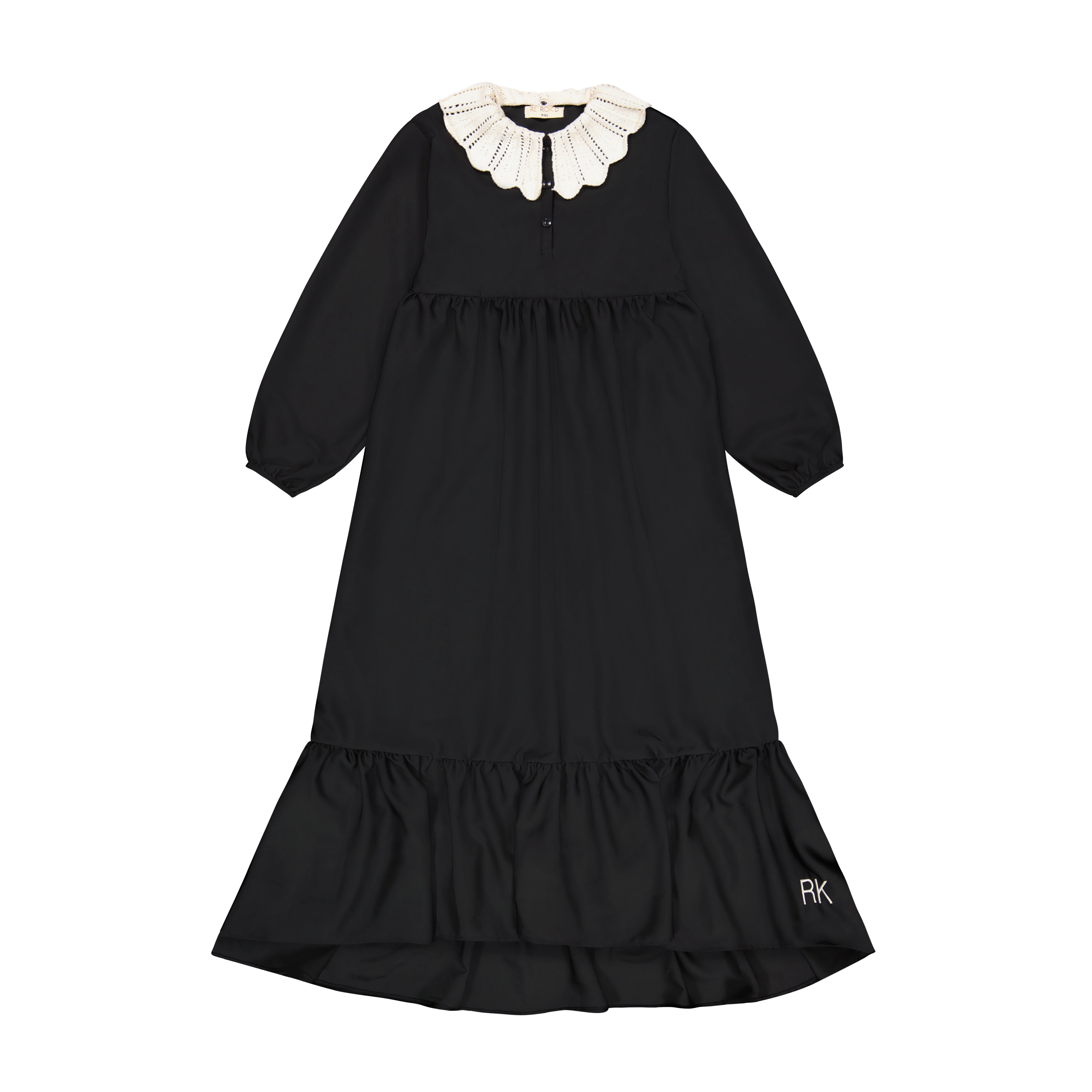 Retro Kid Knitted collar maxi dress