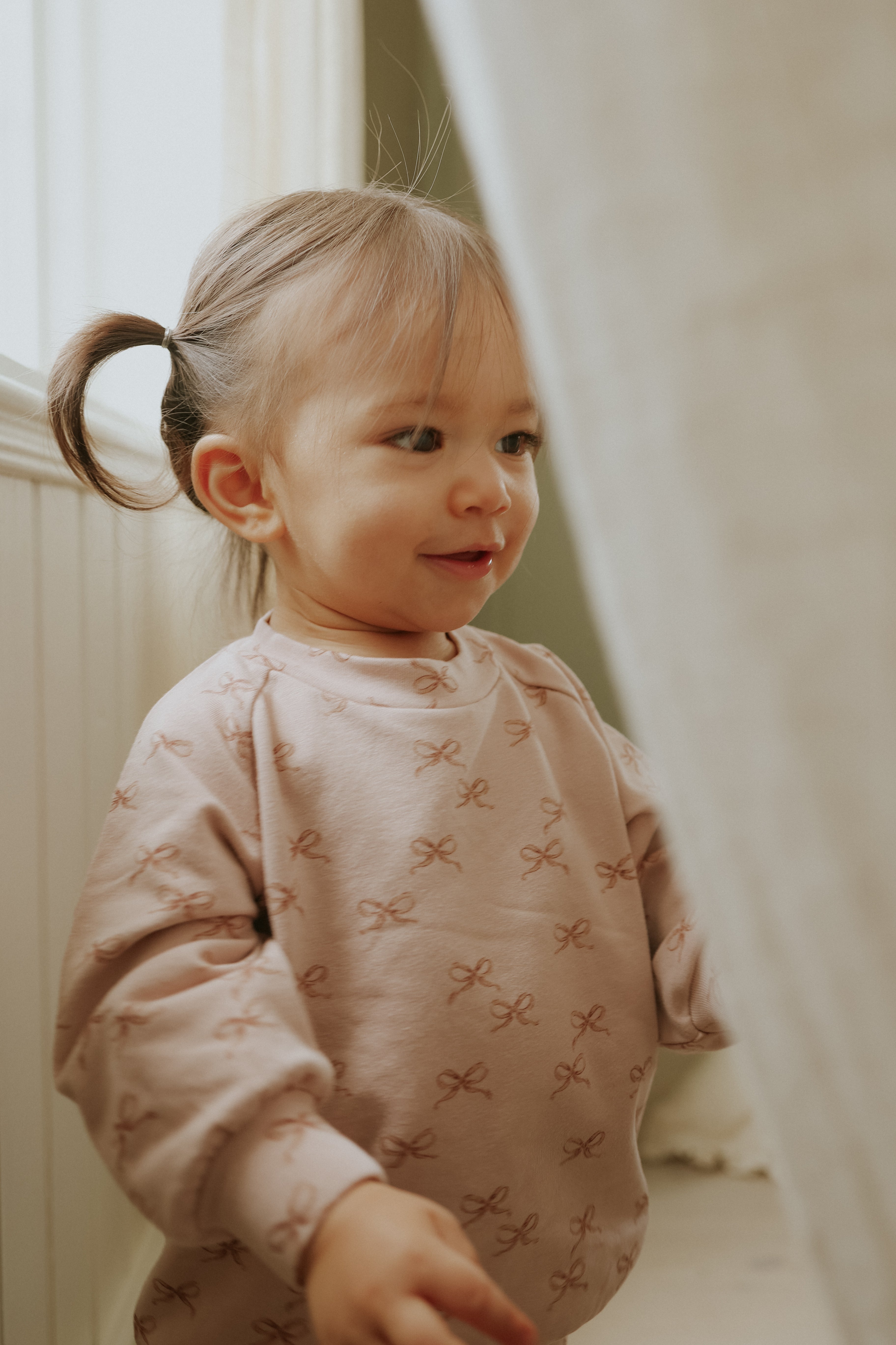 Mema Knits Bow print sweatshirt set