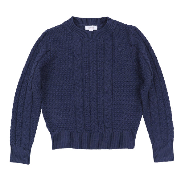 Motu Alder blue mixed cable sweater