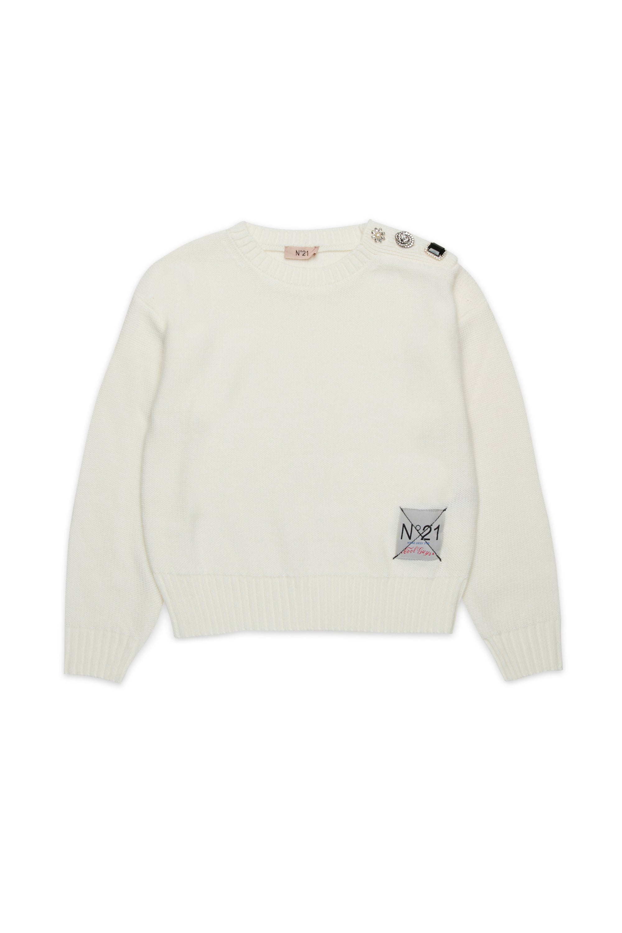 N21 Jeweled shoulder cream sweater