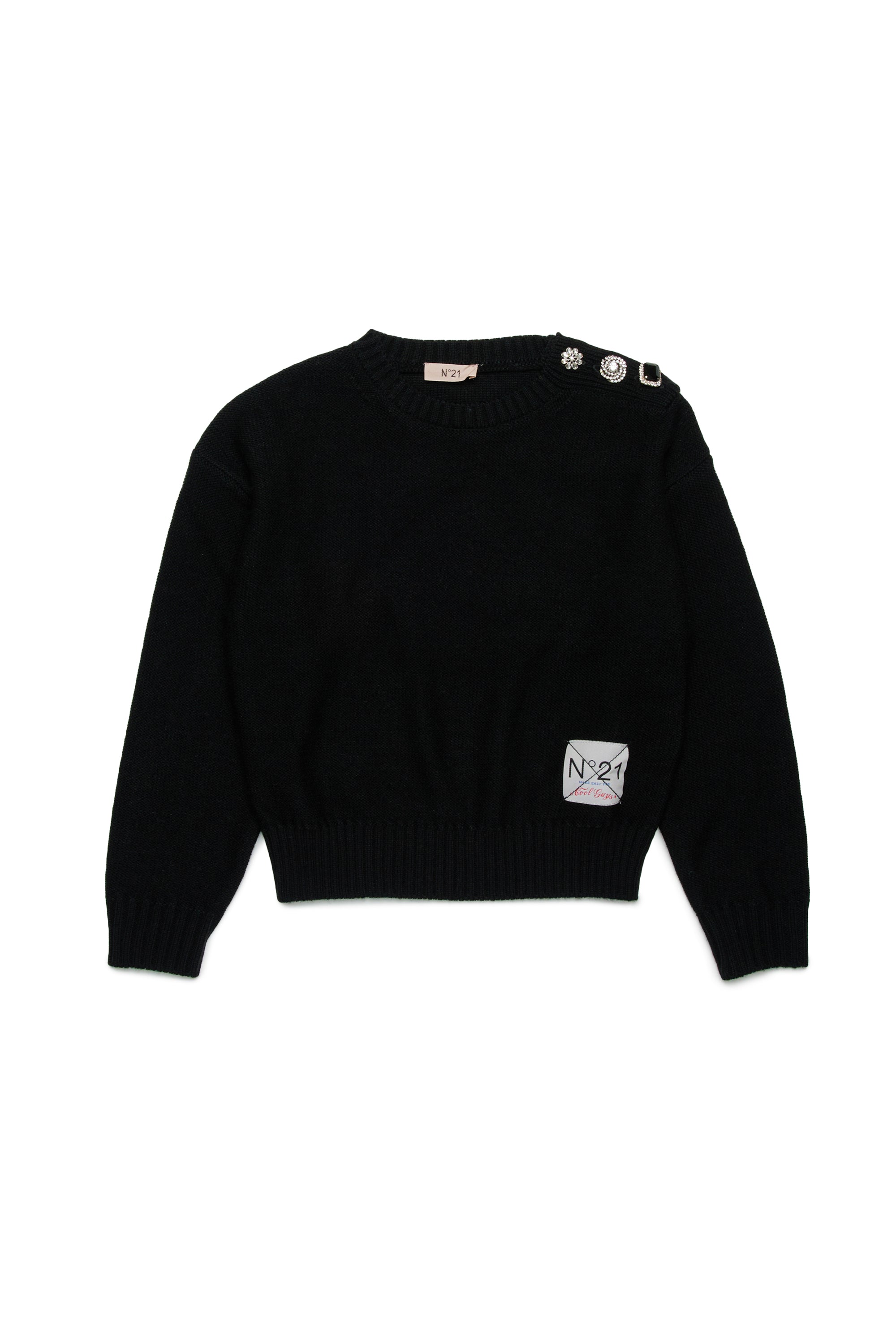 N21 Jeweled shoulder black sweater