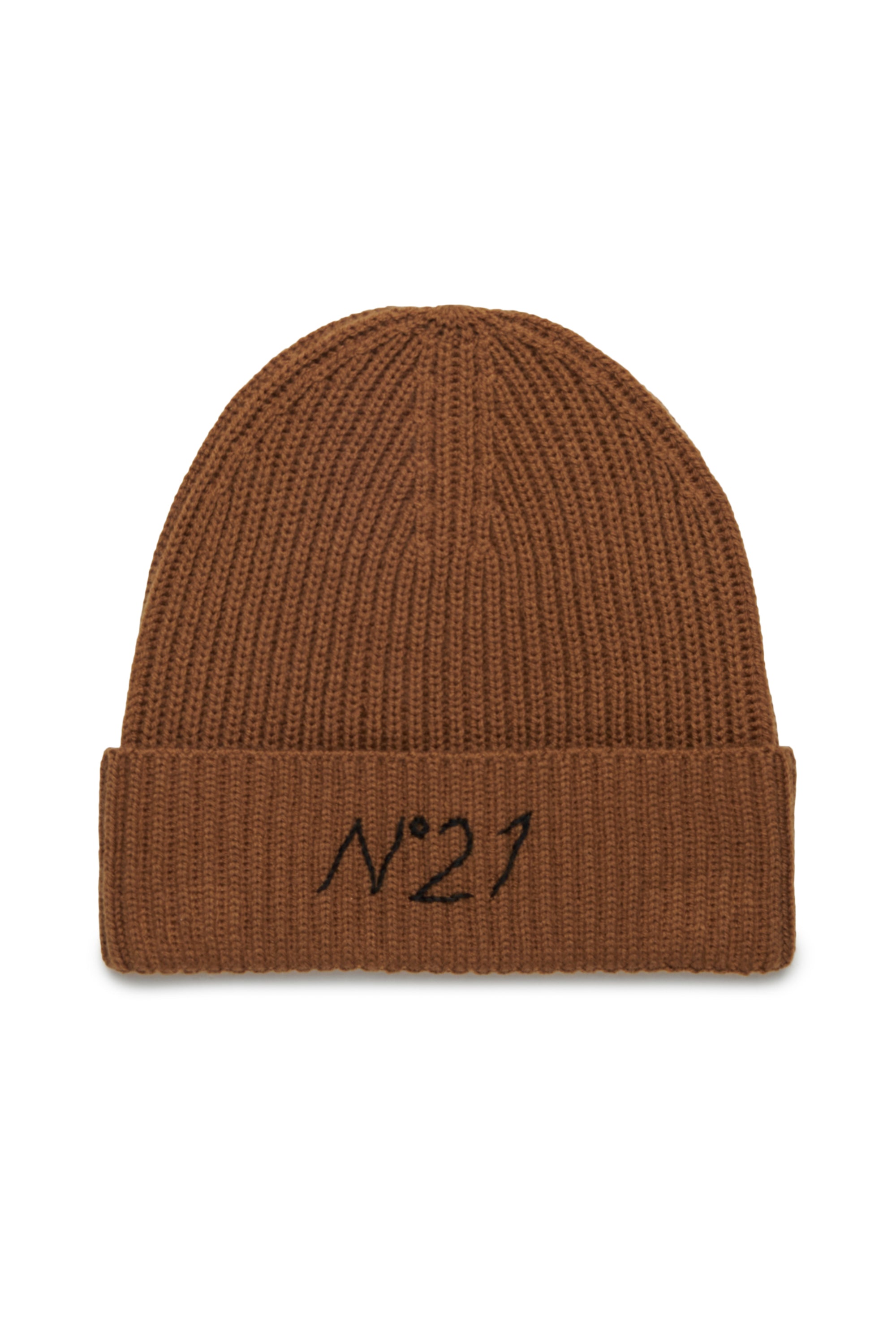 N21 Ribbed brown beanie