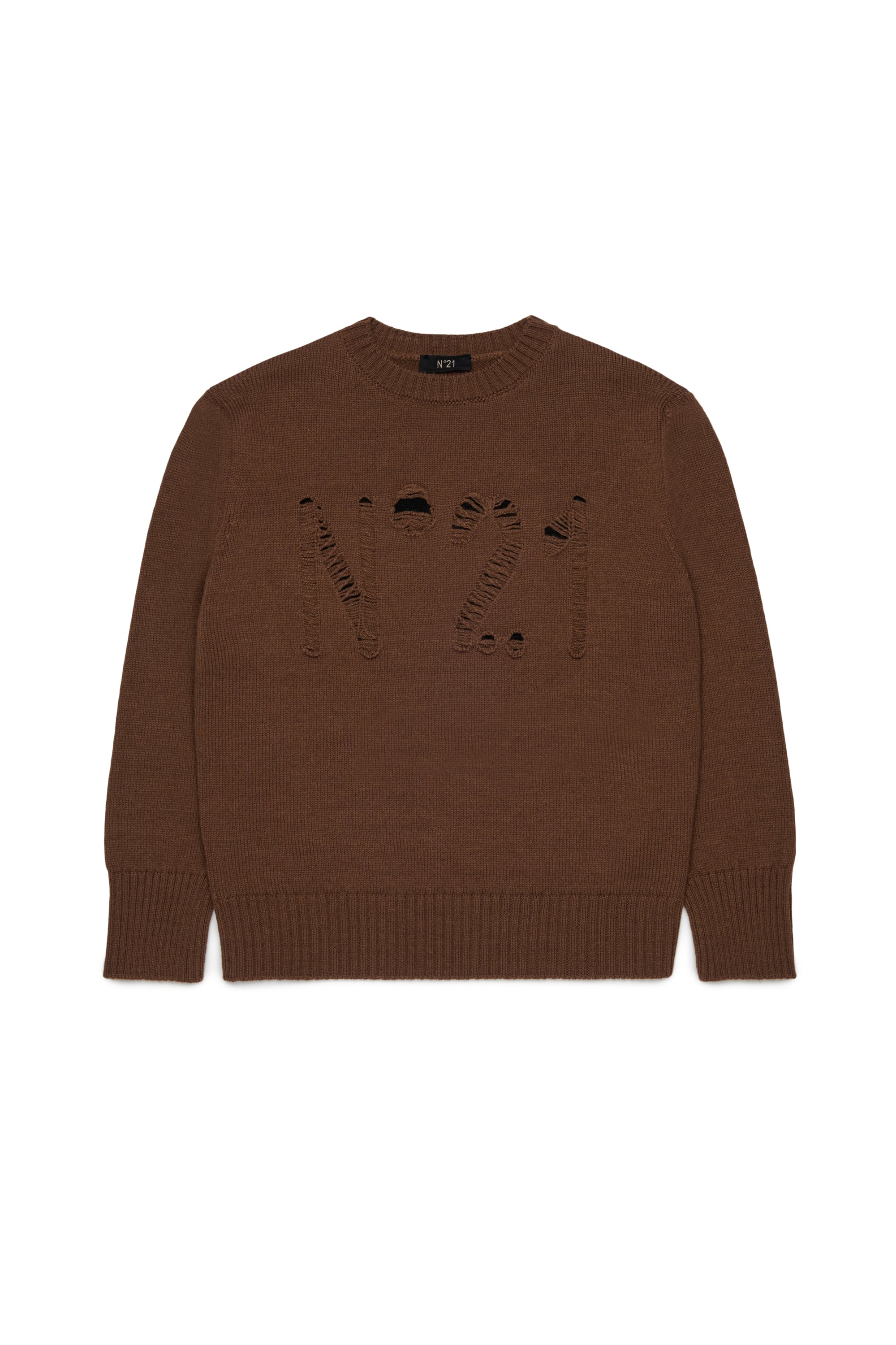 N21 Brown knit logo sweater