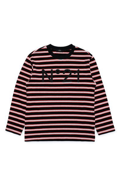 Red & Black Stripe Logo T-Shirt By N21