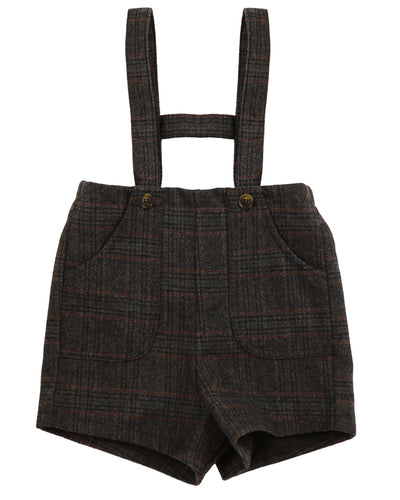 Wool plaid olive overalls by Noma