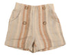 Apricot striped button detail shorts by Noma
