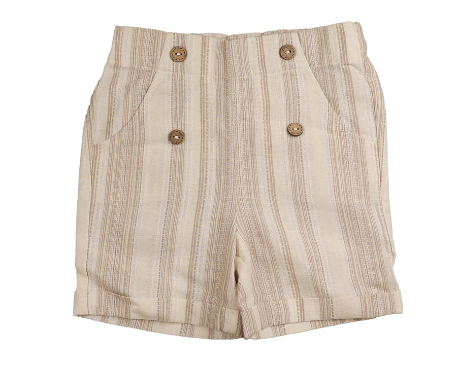Beige striped button detail shorts by Noma