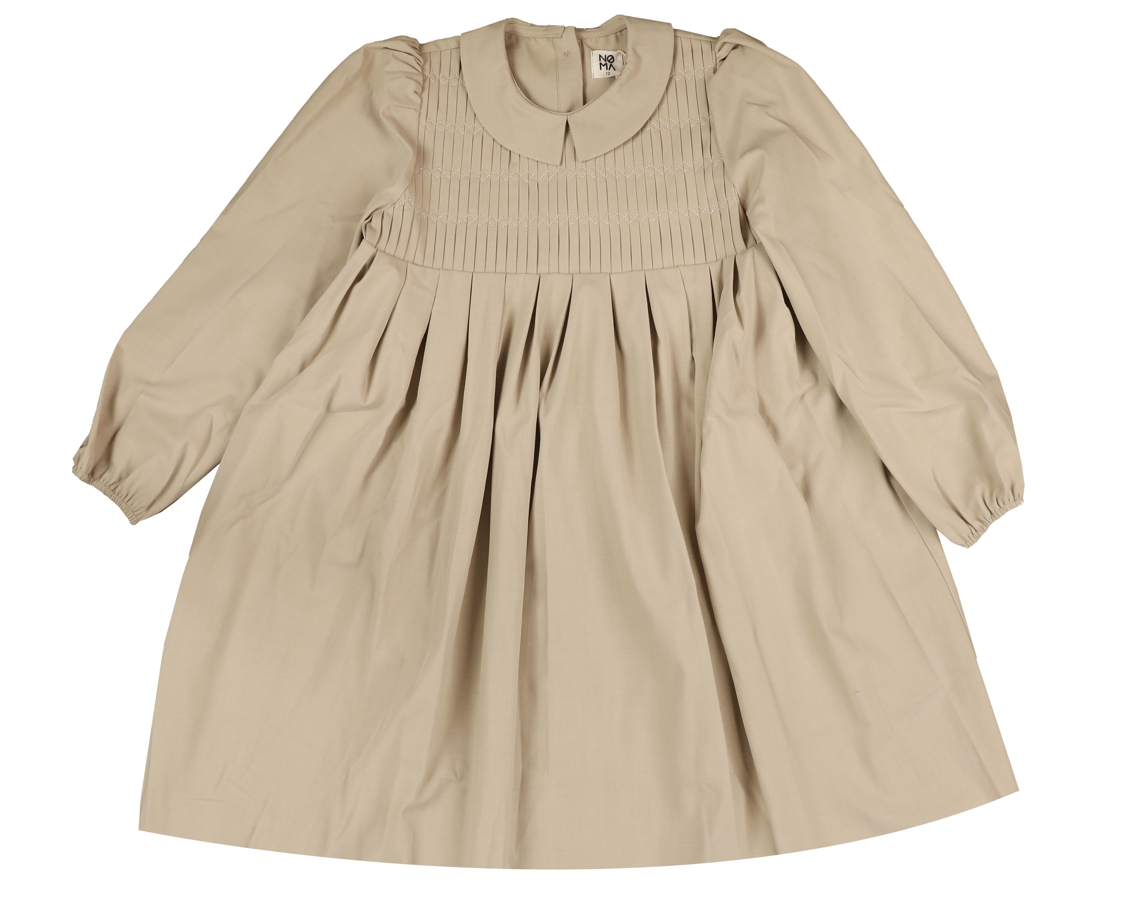 Belati Mini pleat oatmeal collar dress
