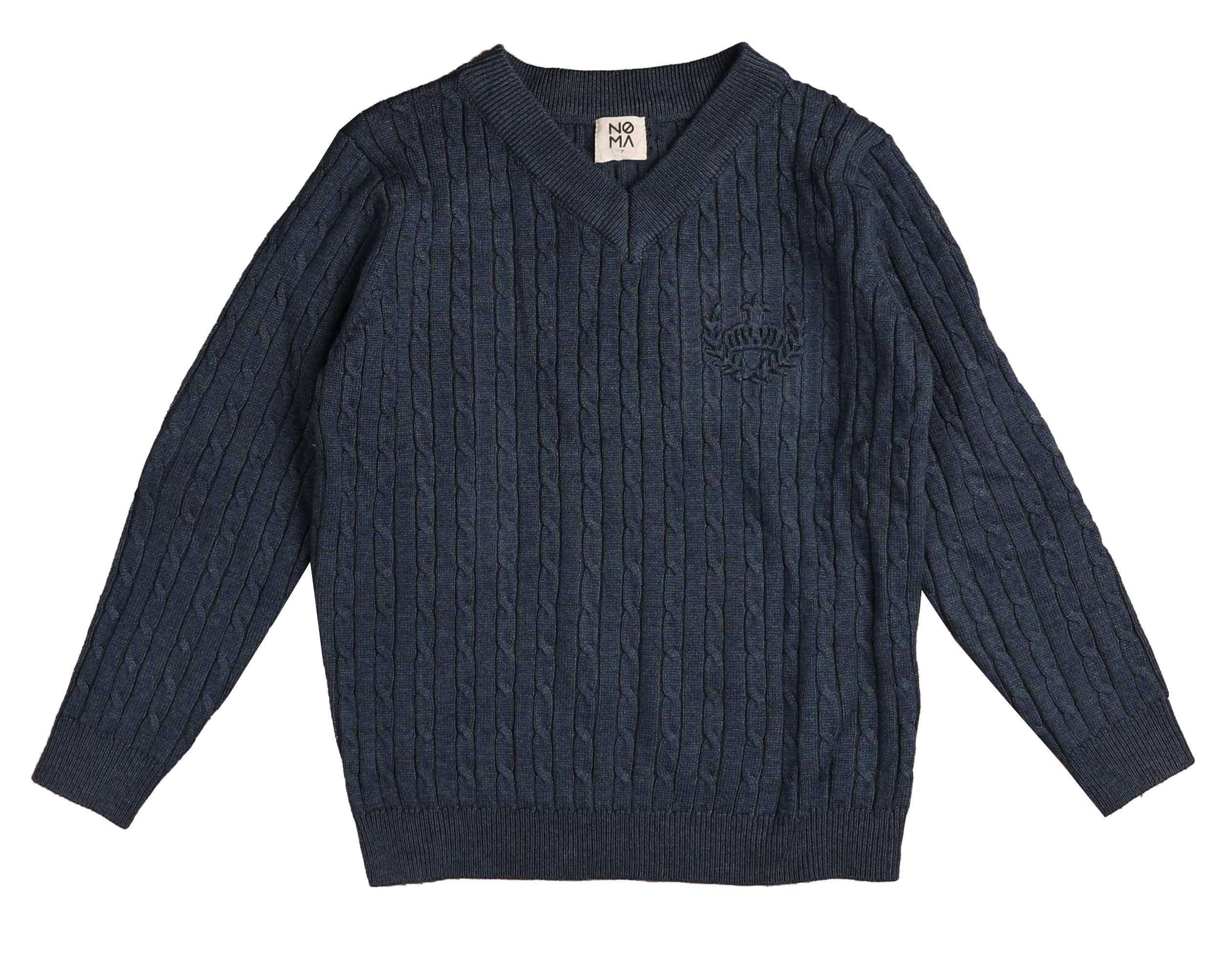 Noma V neck cable ink knit sweater