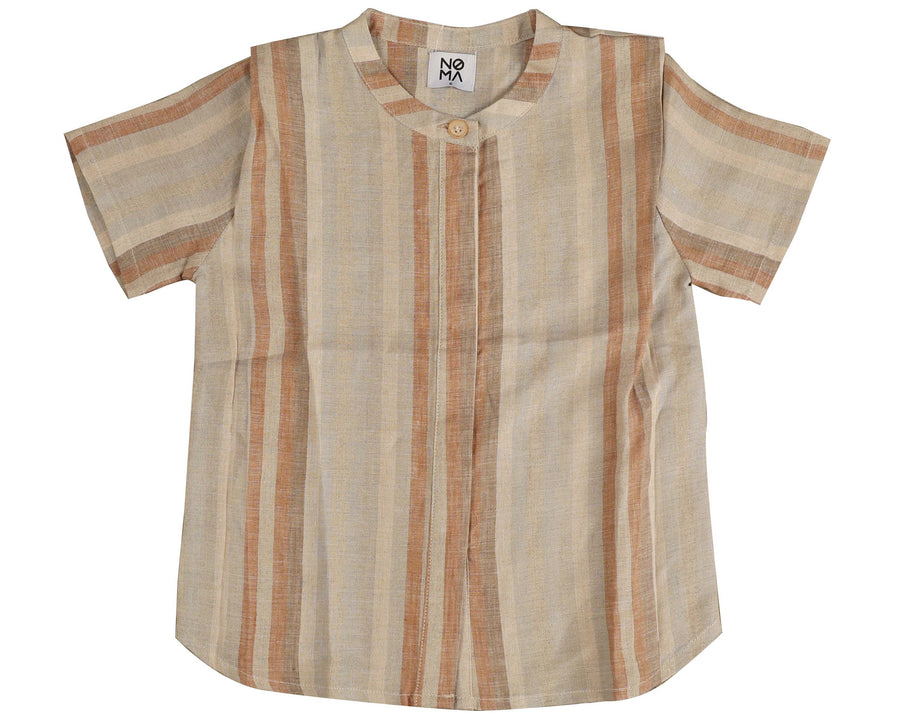 Shoulder pleat apricot striped shirt by Noma
