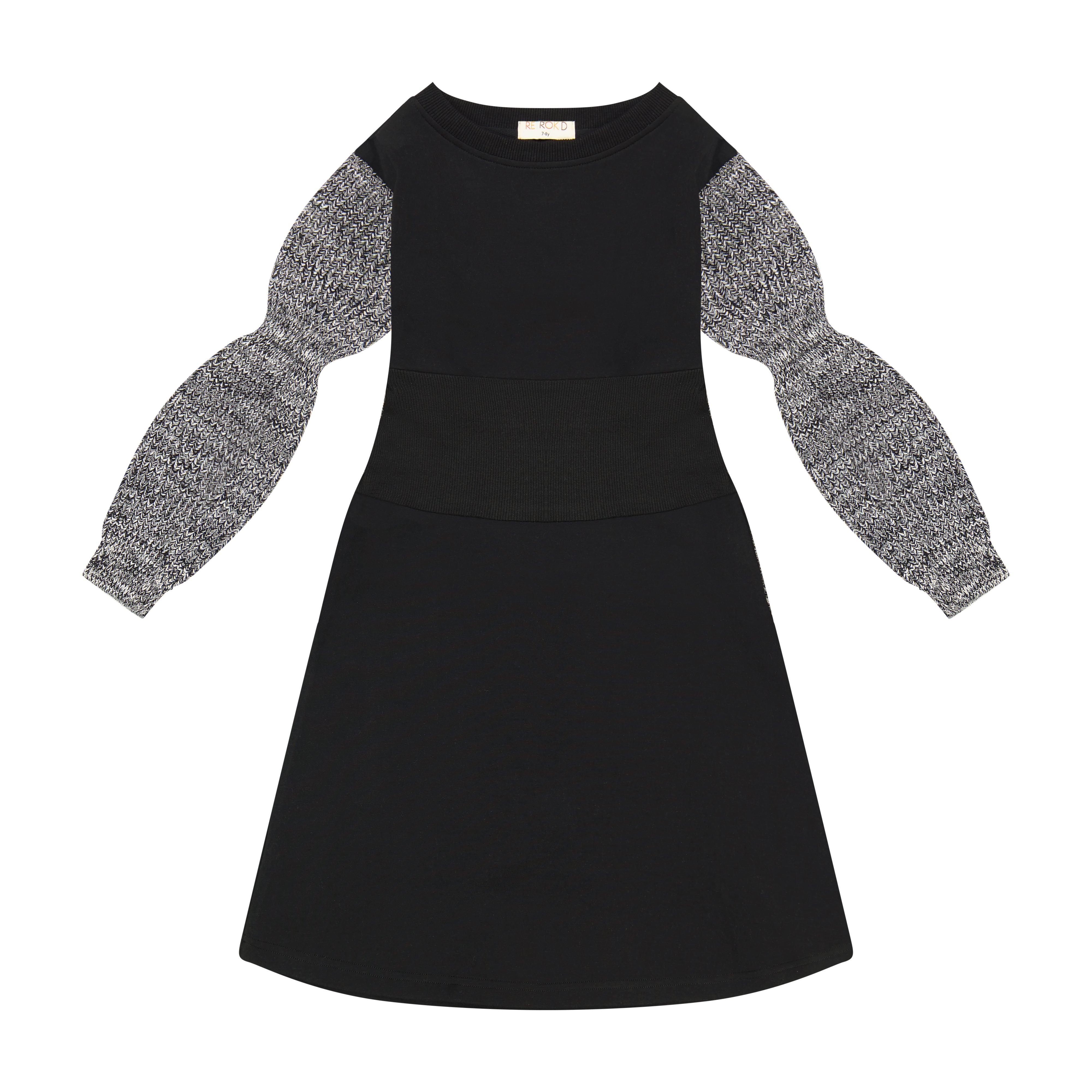 Scuba knit black waisted dress by Retro Kid