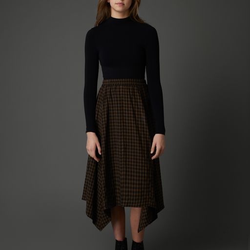 Kerchief Brown Plaid Skirt by Zaikamoya