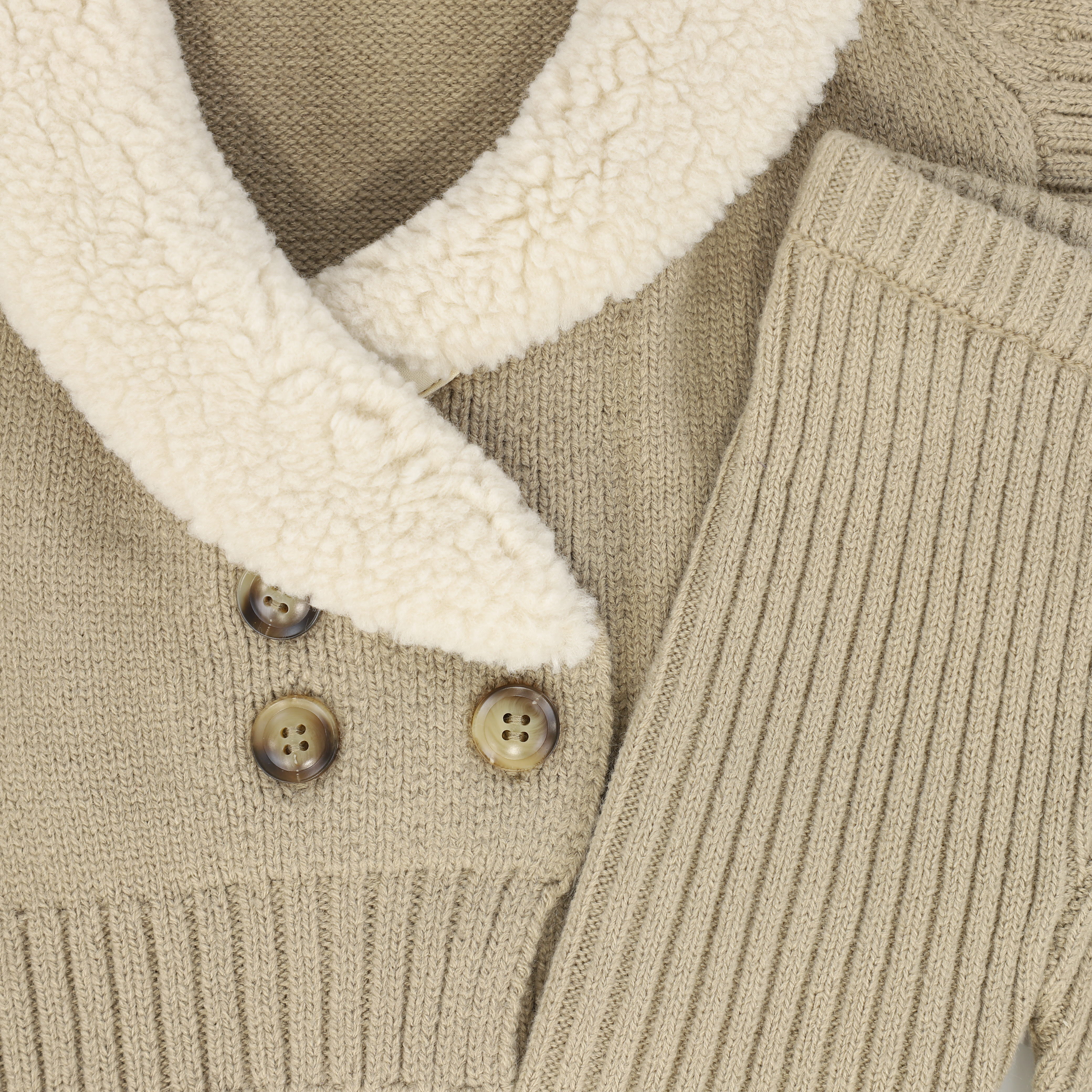 Le Bourdon Sherpa vest oatmeal knit set