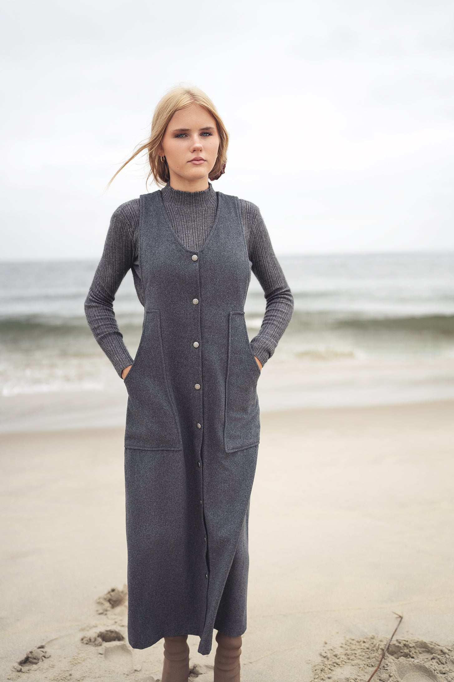 Gem Wool button down grey jumper