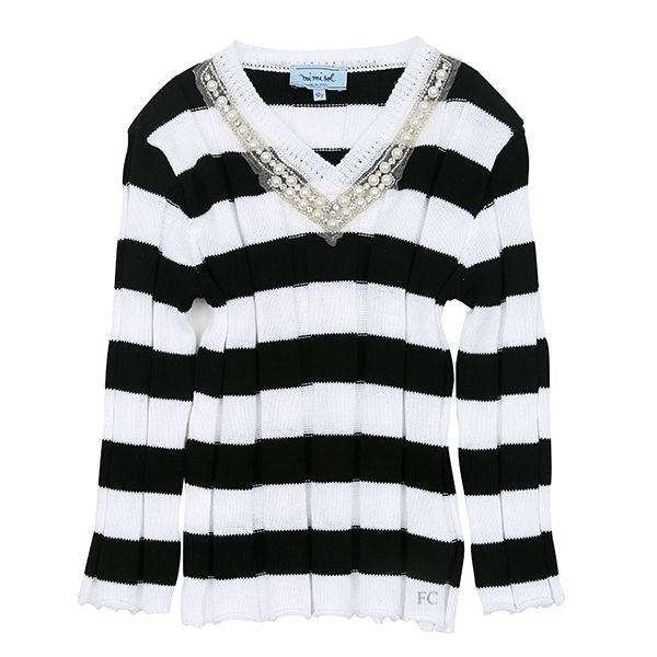 Stripe knit black/white sweater by Mimisol