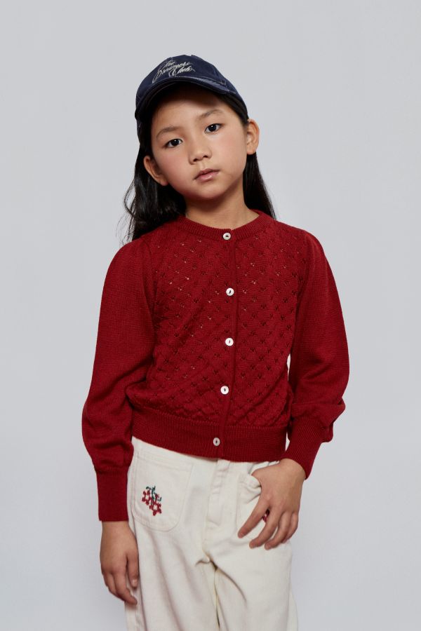 Mipounet Maca red openwork cardigan