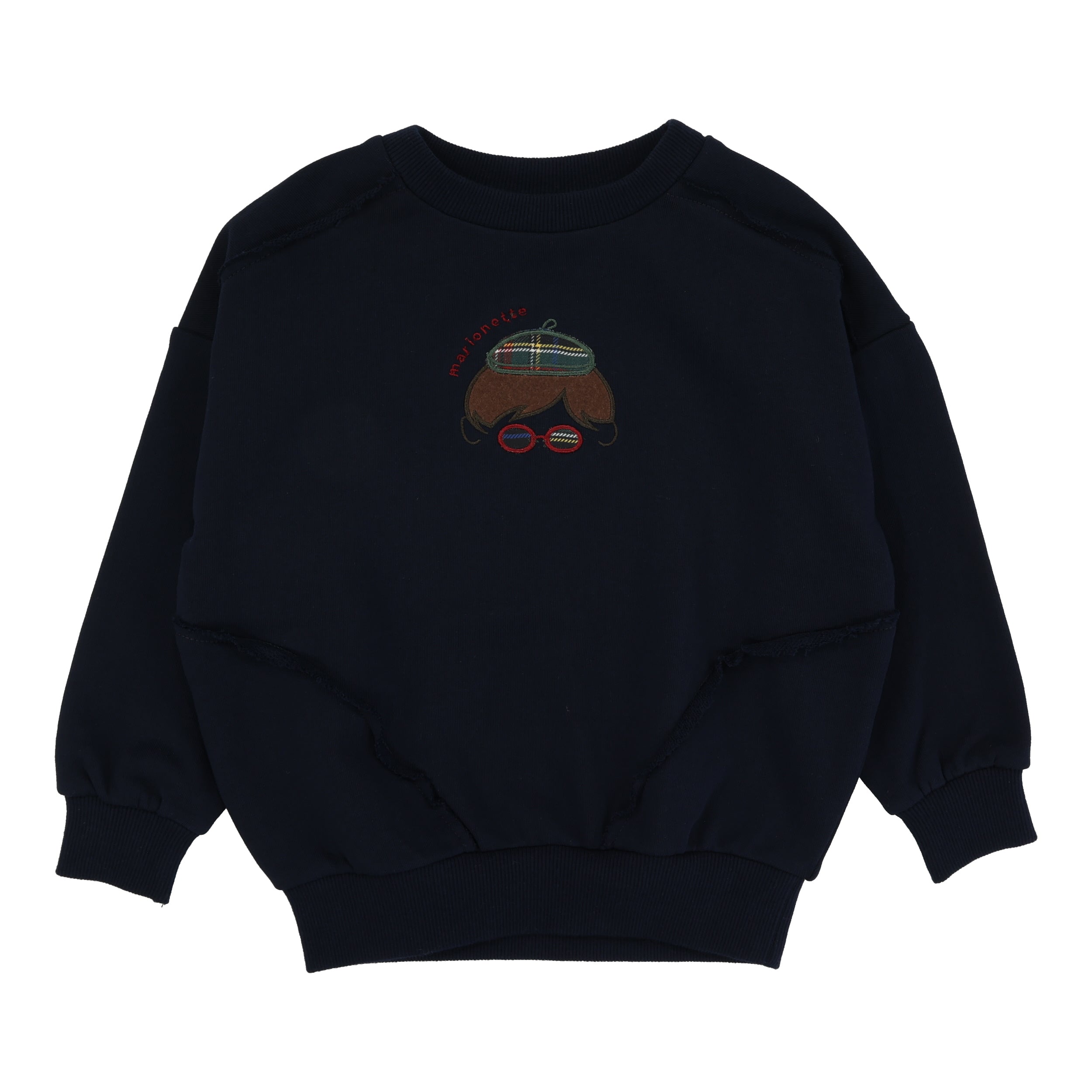 Lil Legs Plaid detail boys navy sweatshirt