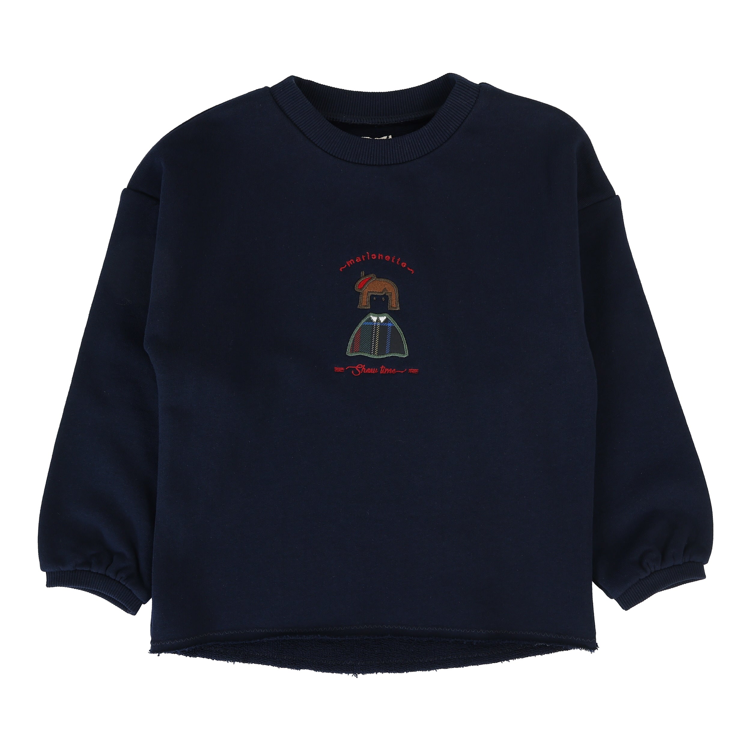 Lil Legs Plaid detail girls navy sweatshirt