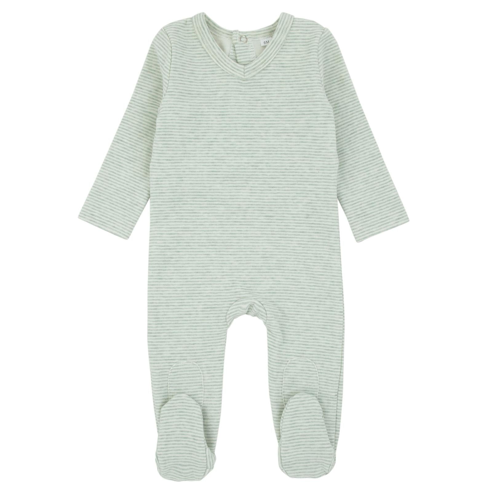 Ra & Da Brushed ribbed sage footie